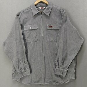 Ben Davis Half Zip Long Sleeve Hickory Stripe Pullover Shirts Size 2XL Cotton